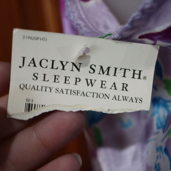 Jaclyn Smith Lavender Floral Satin Nightgown NOS Medium - Picture 12 of 15